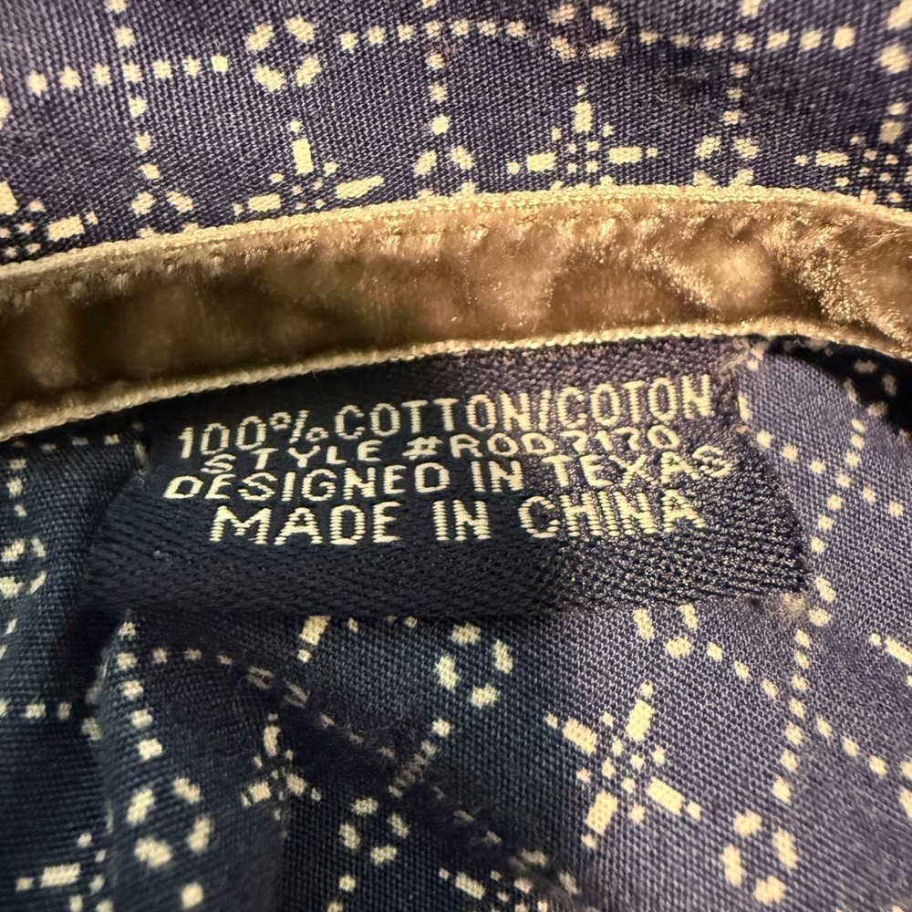 Rough Stock Panhandle Slim Mens XL Blue Geometric Cotton Button Up Shirt Western - Picture 10 of 11